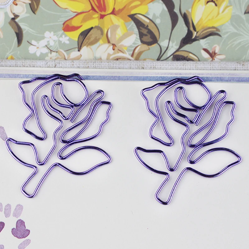 Imagem -03 - Clipes de Papel para Plantas Pino Grande Flor Rosa Roxa Lavanda Planner Clip Clipe Bonito Paperclips Metal Clips Lot