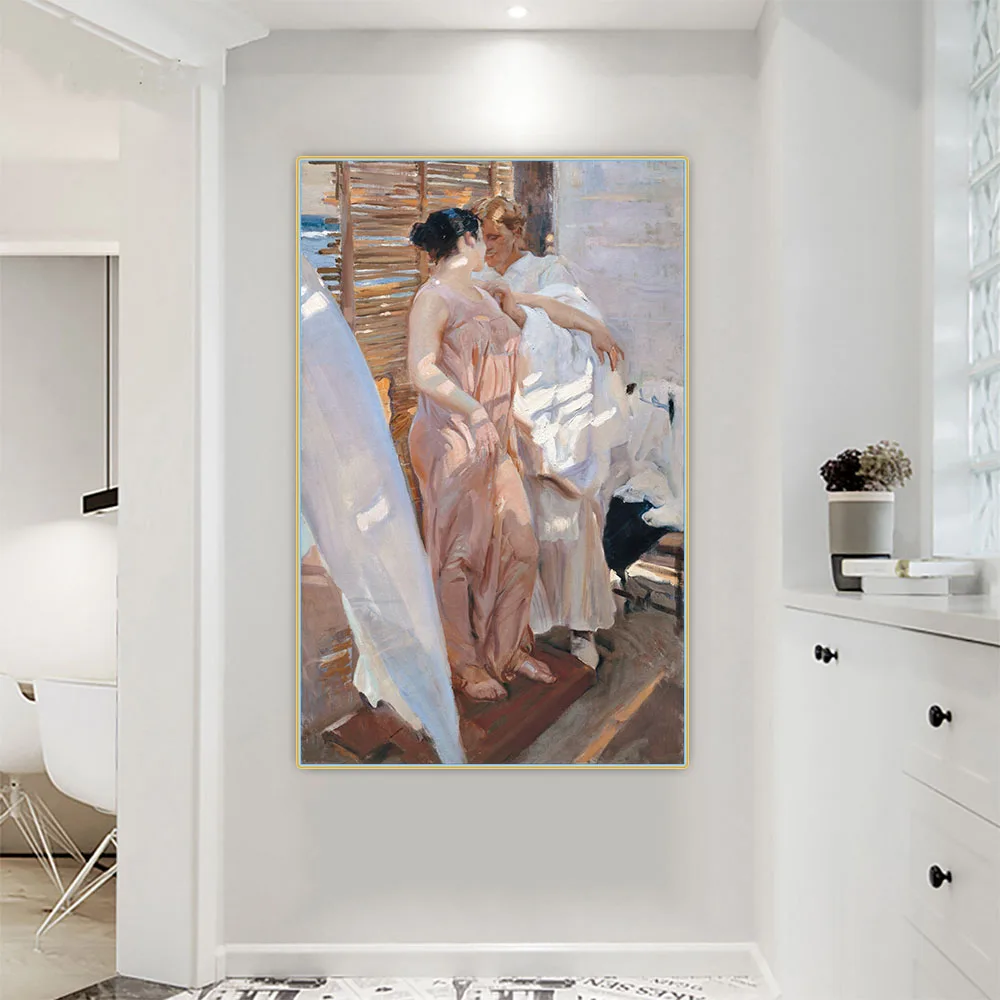 Citon Joaquin Sorolla《The Pink Robe》Canvas Art Oil Painting Artwork Poster Picture Backdrop Wall Decor Home Decoration