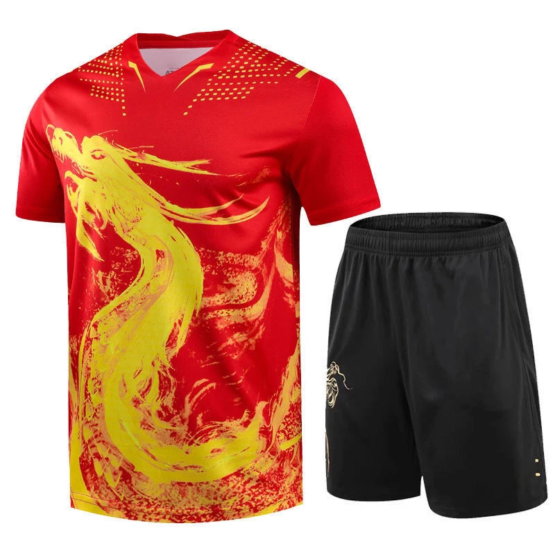 Table tennis badminton sportswear suit men and women summer short-sleeved competition suit quick-drying and breathable