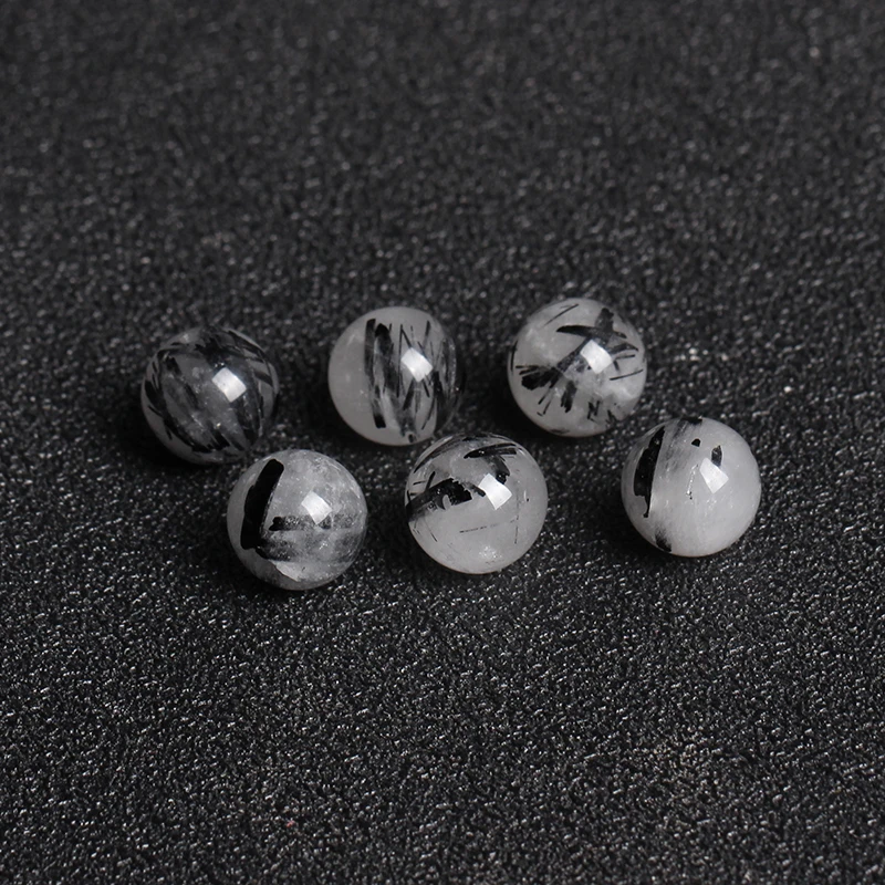 4A Natural Black Hair Crystal Rutilated Quartz Crystal Single Bead DIY Beads Jewelry Making