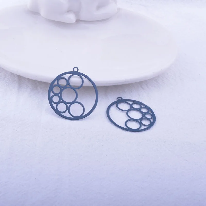 50 Stück AB6030 25mm Runde Anhänger aus Messing in Blattform für DIY-Schmuckherstellung und Ohrringzubehör – Detail 8