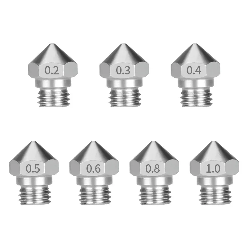 10Pcs Stainless Steel MK10 Nozzles 3D Printer Nozzle Brass Copper MK10 Nozzles 0.2-1.0mm M7 Thread For 1.75mm Filament