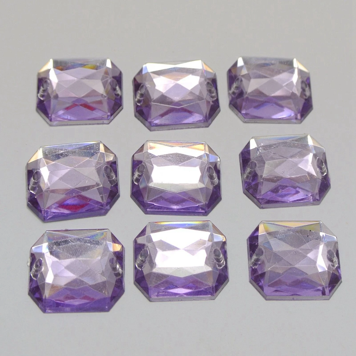 100 Flatback Acrylic Rectangle Sewing Rhinestone Gem Button 13X18mm Sew on beads