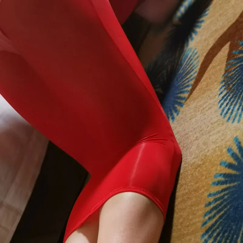 Olie Glossy Sheer Mouwloze Jurk Zijde Glad Bodycon Bodystocking Transparante Jurken Vrouwen Shiny Hot Sexy Bodyhose Stap Jurk