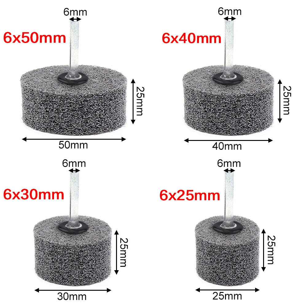 1pcs Cylindrical Fiber Grinding Head Nylon Grinding Wheel Polishing Wheel 6MM Shank for Rotary Drill Polishing Abrasive Tool