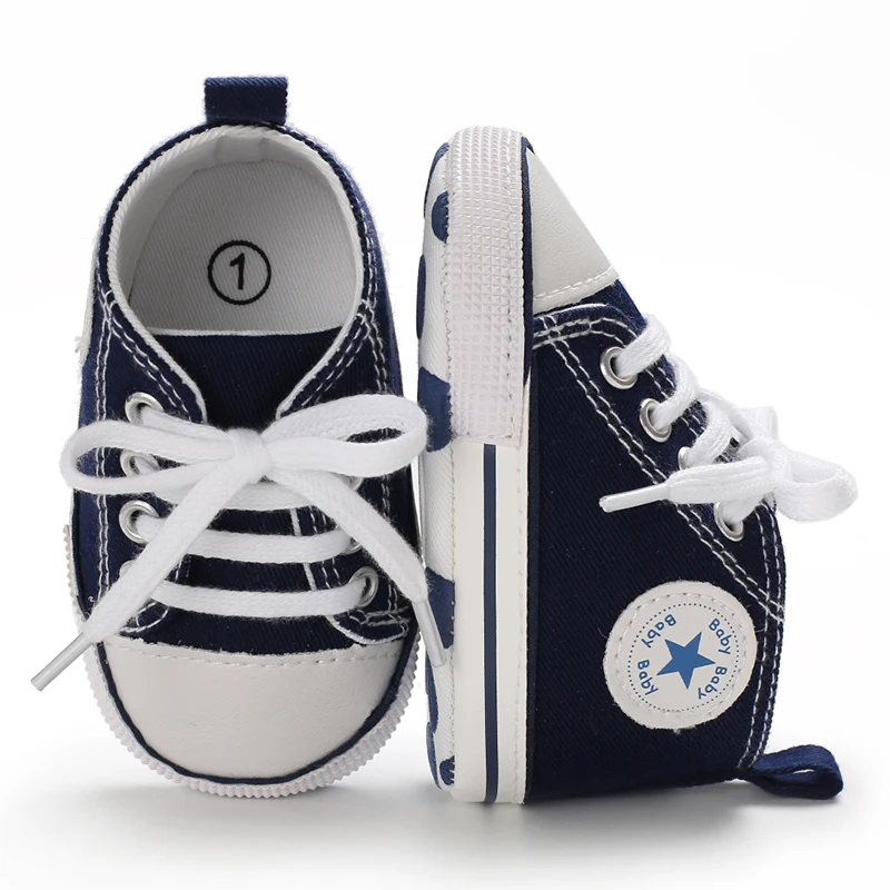 Canvas-Turnschuhe für Babys, Jungen und Mädchen, Lauflernschuhe für Kleinkinder, rutschfest, weiche Sohle, klassische Schuhe für Neugeborene, 0–18 Monate – Detail 39