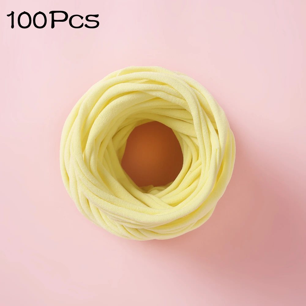 100 stks/partij Baby Meisje Nylon Hoofdband Nieuwe Traceless Rekbare Dunne Skinny Nylon Hoofdbanden Voor Kinderen Pasgeboren Baby Haaraccessoires