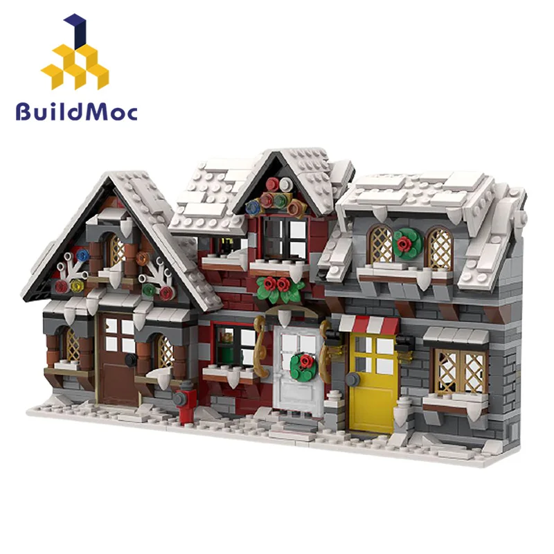 

MOC 58700 Three Little Winter Houses Building Block Set Construction Bricks Kit Toys Birthdays Christmas Gift for Kid