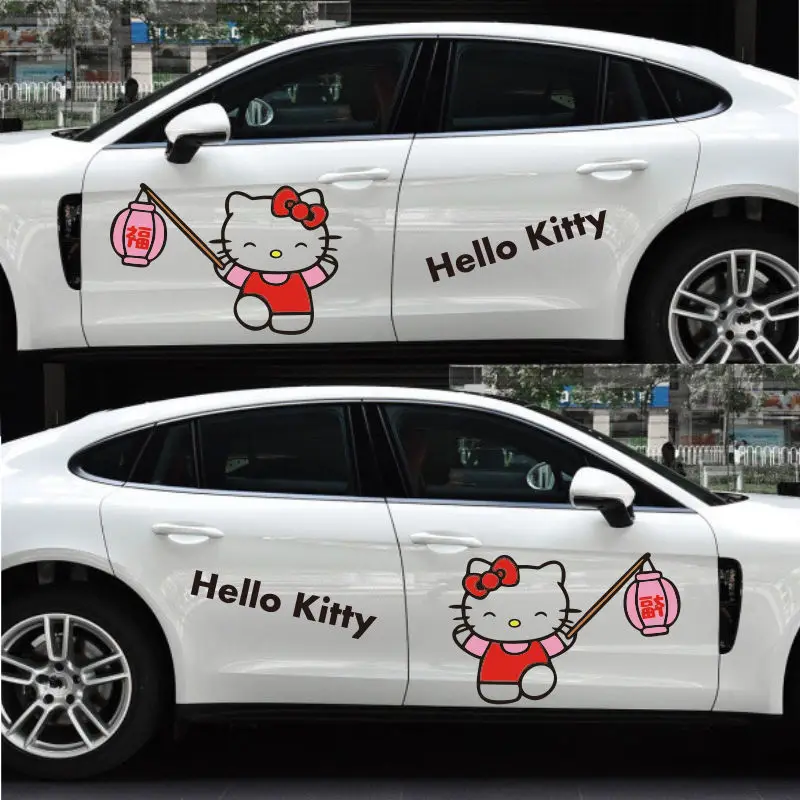 TAKARA TOMY Hello Kitty Car Sticker Personality Creative Cartoon Cute Car Door Modification Lahua Car Decoration Sticker