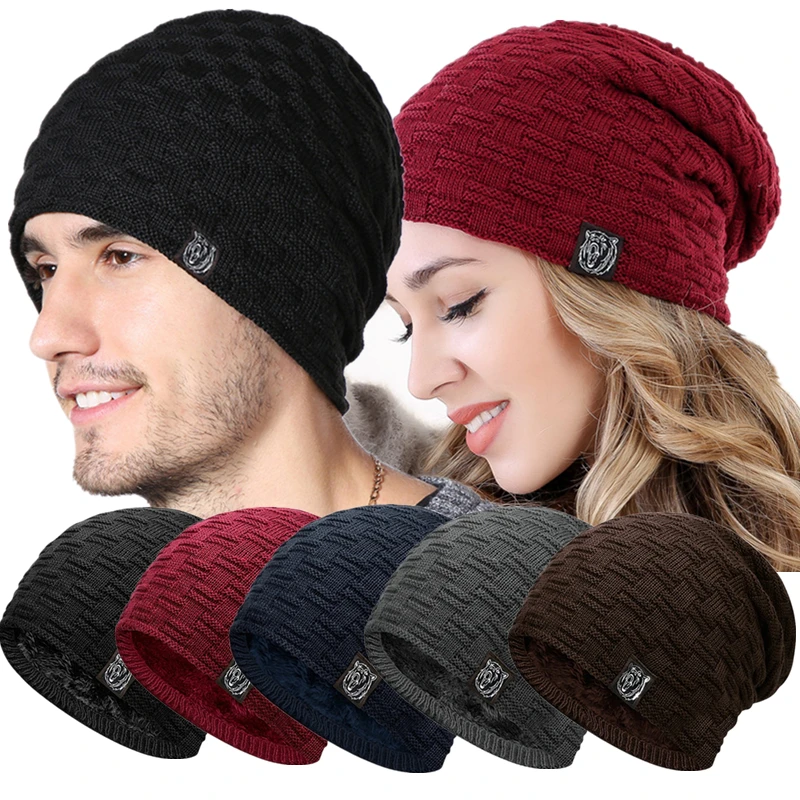 Nowa czapka zimowa z metką tygrysa Unisex dodaje futrzaną ciepłą czapka beanie modna czapka z dzianiny dla mężczyzn i kobiet narty terenowe zimowa