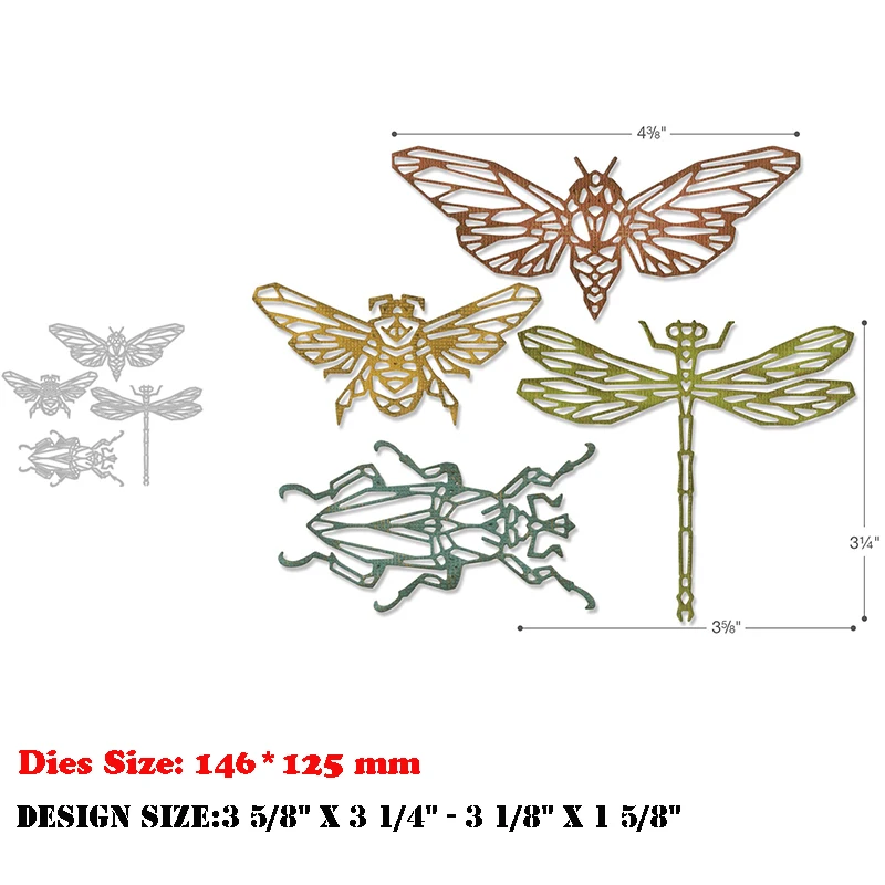 2024 New Arrival Metal Butterfly Beetle Cutting Dies For DIY Scrapbooking Insect Bee Dragonfly Stencils Card Making