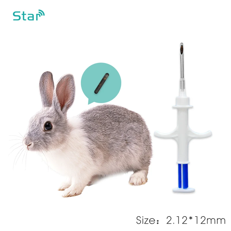 FDX-B-microchip ISO11784 para perro y gato, jeringa de identificación, implante de chip para mascotas, inyector RFID, etiqueta para PIT, 2,12x12mm