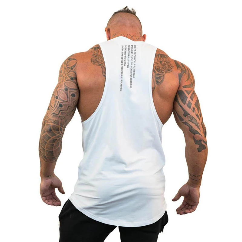 Racer Back mens Big Holes Sleeveless Tank Tops Gym Clothing Cotton Training Wear Sports Singlets Stringers Workout Tops