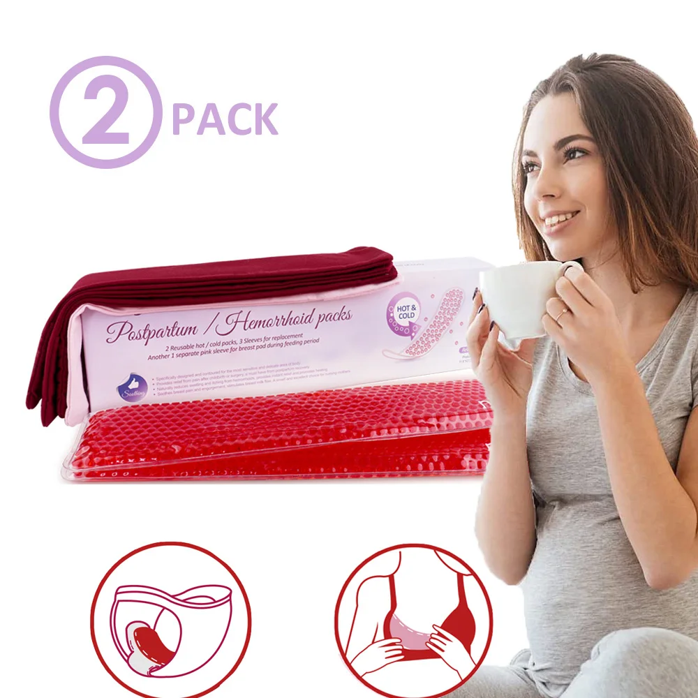 Reusable Perineal Ice Pack for Women Postpartum Hemorrhoid Pain Relief Flexible Hot Cold Vaginial Pack with 4 Washable Sleeves