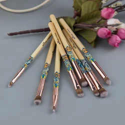 Anmor 8 PCS Makeup Brushes Set Bamboo Handle Eyeshadow Blending Eyeliner Eyebrow Lip Make Up Brush Portable Cosmetic Kit Tools