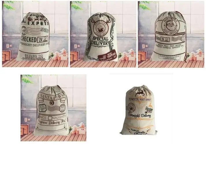 Christmas Gifts Bags Santa Sacks Drawstring Bags Canvas Candy Gift Sack Reindeers Storage Bag Christmas Decoration SN3167