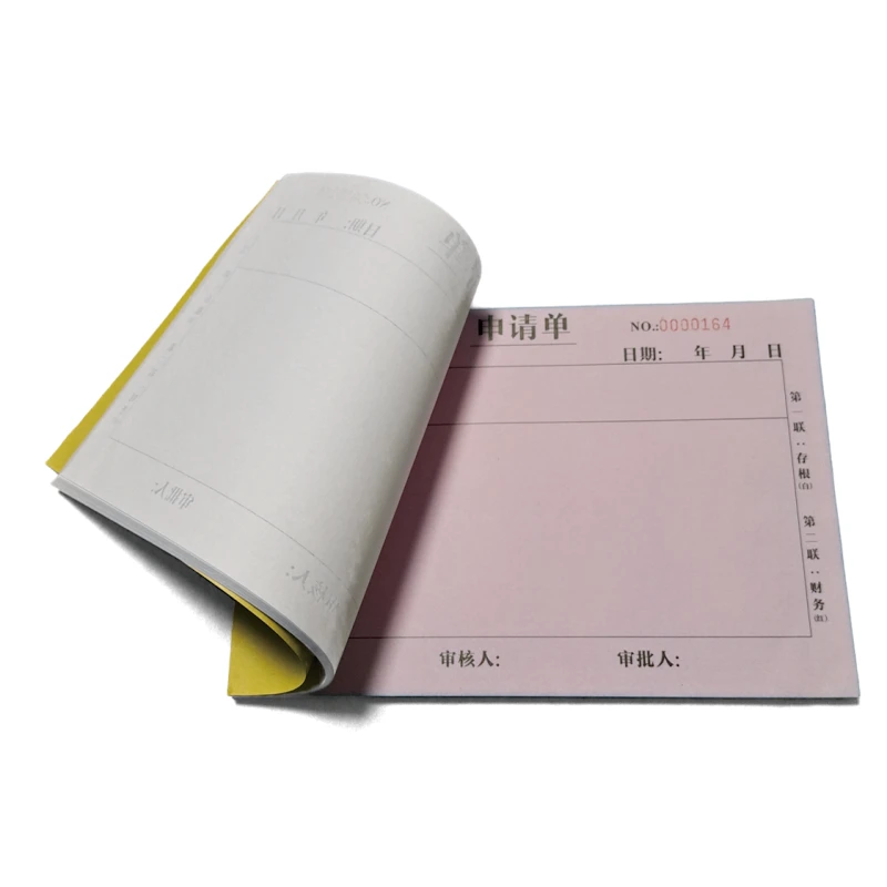 21x14cm 2 ply full color carbonless paper receipt book printing