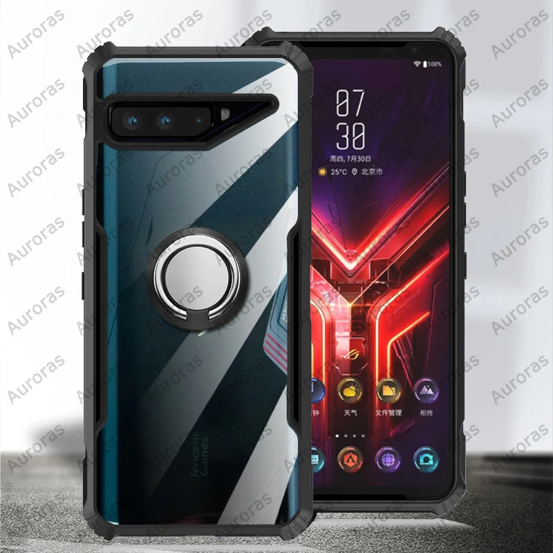 

Auroras For ASUS Rog Phone 3 Case Official Original Shockproof Clear With Ring Soft Frame Cover For Asus ROG 3 5 Pro Case