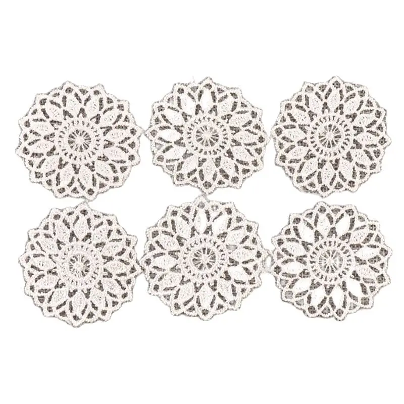 30Pcs Round White Flower Lace Ribbon Applique Mesh Trim For Sewing Accessories Embroidery Patch Party Garment Decor 45mm c1139