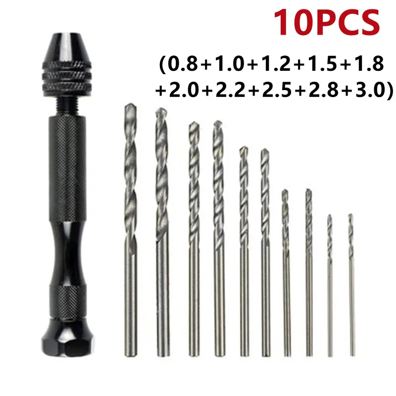 1 Bộ Xoắn Mini Mũi Tay Micro Mũi Móc Khóa Chuck Có Ngăn Tay Vặn Khoan Kẹp Mũi Khoan Xoắn Bit 10/20/25/150 Viên
