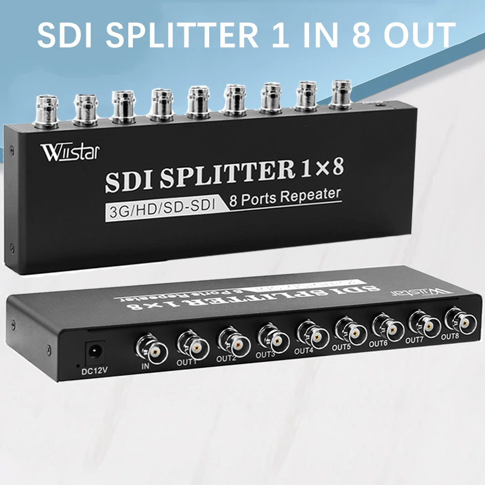 wiistar sdi divisor 1x8 em para fora suporta sd hd 3g sdi repetidor extensor com adaptador de energia sdi video splitter para monitor 01