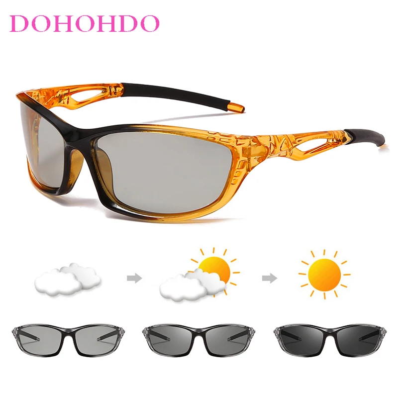 Men Black Photochromic Sunglasses Driving Polarized Glasses Male Change Color Sun Glasses Chameleon Night Vision Driver's Oculos