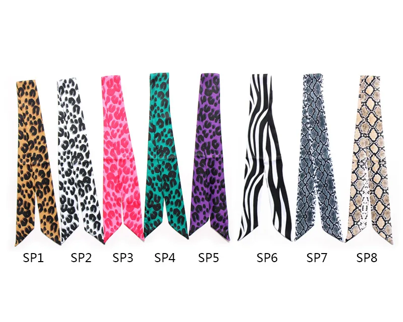 New Leopard Print Twill Handbags Small Silk Scarf For Women Multifunction Skinny Scarves Bag Handle Tied Ribbon шарф