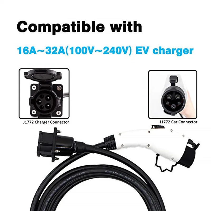 32A SAE J1772 Charging Extension Cable EV Charger  Cable Type 1  Electric Vehicle Extension 5m Cord Connector for evse station