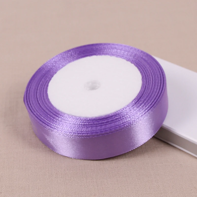 6mm 10mm 15mm 20mm 25mm 40mm 50mm (1Roll 25yds)Light purple Satin Ribbon Handmade Wedding Party Decoration Gift Ribbon