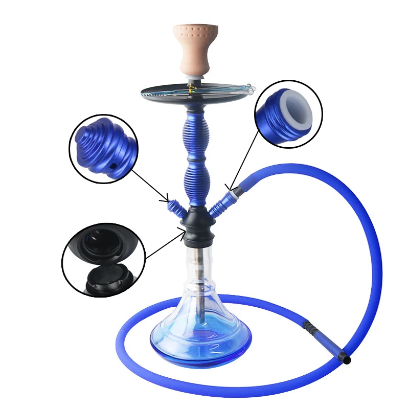 SY High Quality Glass Hookah Shisha Chicha Full Set With Silicone Hose Pipe For Smoking Shisha Narguile 3 Colors