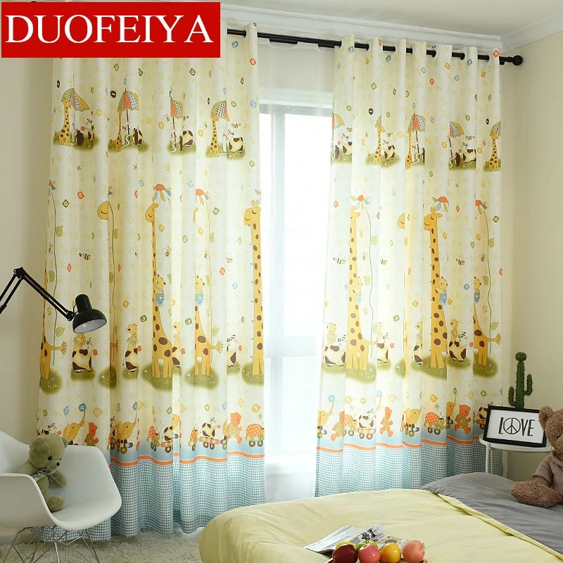 Cartoon Giraffe Print Full Shade Curtains for Living Dining Room Bedroom.