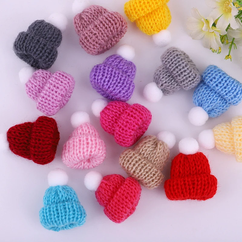 5PCS Mini hat accessories toy decoration accessories woolen hat diy handmade woolen ball knitted hat craft supplies