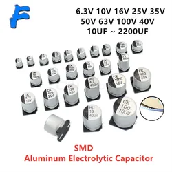 10Pcs SMD Aluminum Electrolytic Capacitor 6.3V 10V 16V 25V 35V 50V 63V 100 1UF 10UF 22UF 33UF 47UF 100UF 330UF 470UF 1000UF