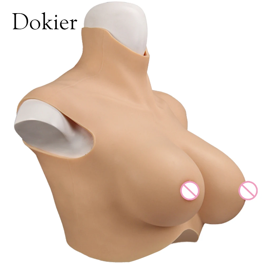 Dokier Breastplates Silicone Breast Forms Huge Fake Boobs Transgender Drag Queen Shemale Crossdress for Men B C D F G H Cup