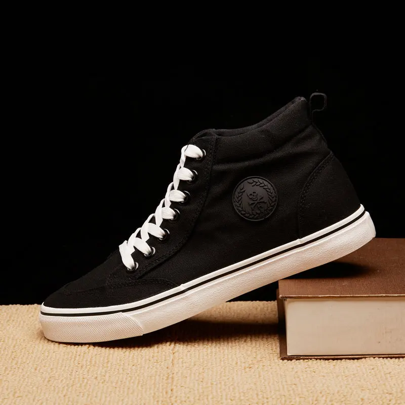 

Мужские парусиновые туфли Soild высокого качества, корейские модели, высокие холщовые туфли на шнуровке, мужские туфли на плоской подошве из искусственной кожи