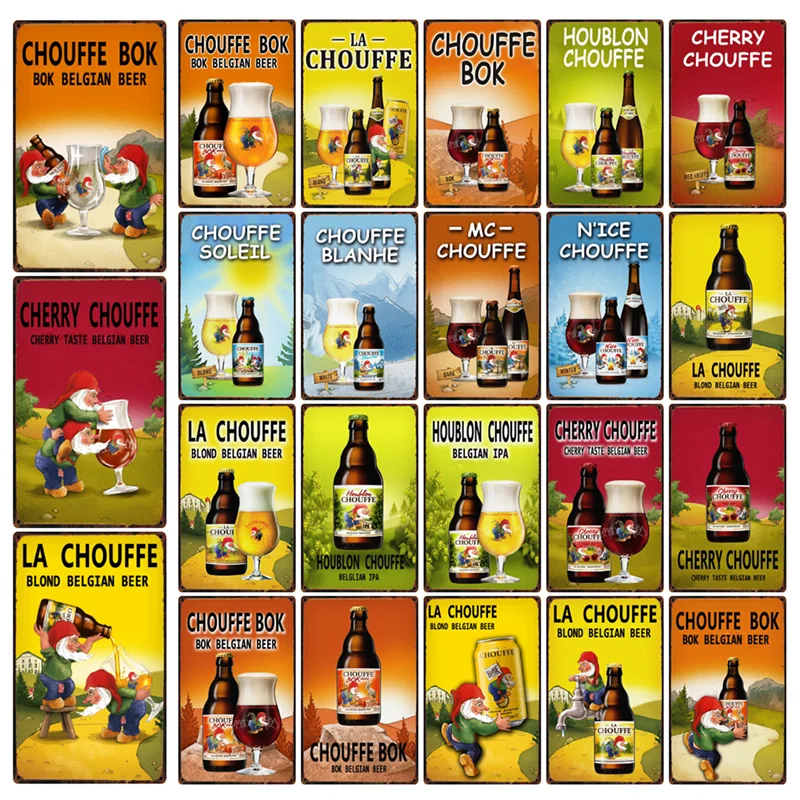 

[Mike86] бельгийское пиво La Mc Cherry Chouffe Bok солей, металлический жестяной знак, настенный постер, железная живопись, украшение для паба стандарта 20*30 см