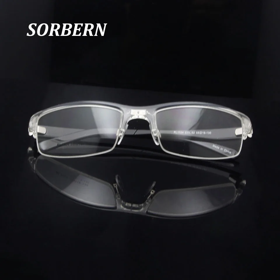 SORBERN Eyeglasses Plastic Titanium TR90 Light Frames Classic Wrap Sports Style Eyewear Men Plain Eye Glasses Prescription Lens