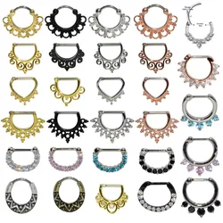 1pcs 16G Surgical Steel Indian Nose Septum Rings Women Crystal Ear Helix Clicker Piercings Earring Septums Hoop Piercing Jewelry