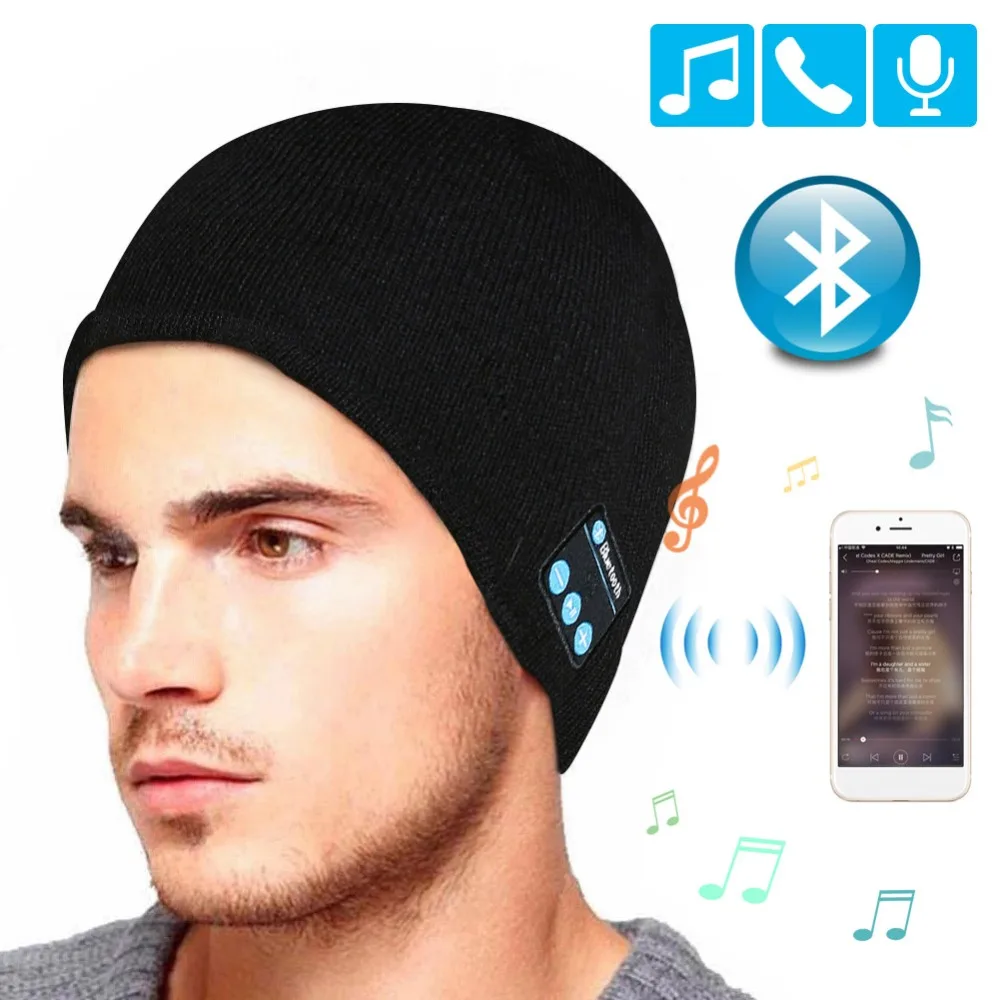 Unissex bluetooth farol chapéu fones de ouvido gorro com led música boné built-in alto-falantes & mic fones de ouvido para correr caminhadas esporte