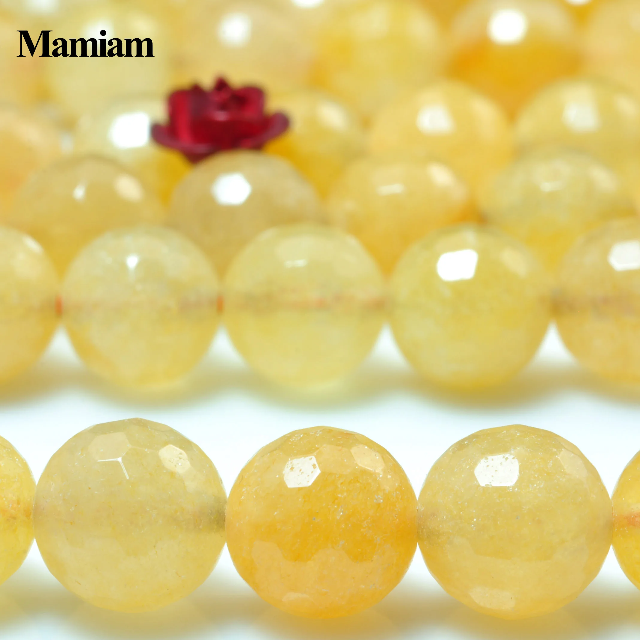 

Mamiam Natural Yellow Jade Faceted Round Charm Beads 6mm Smooth Loose Stone Diy Bracelet Necklace Jewelry Making Gift Design