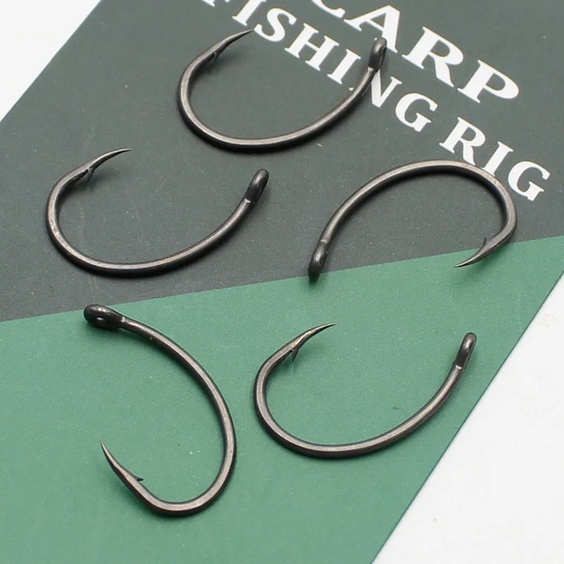 30PCS Hook Carp PTFE Coating Carp Hooks High Carbon Steel Matte Black With Micro Barb 2 4 6 8 Accessories for Carp Fishing Rig