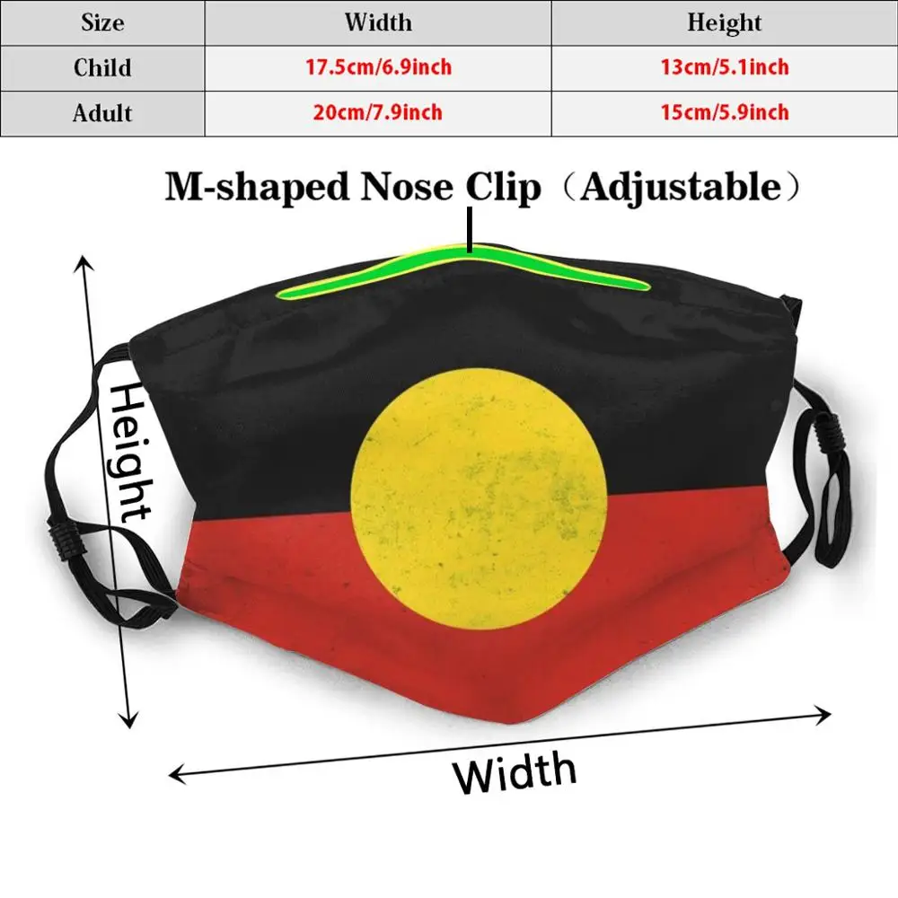 Mascarilla facial con filtro lavable, máscara con estampado de bandera aborigen, antipolvo, derechos de tierra aborigen