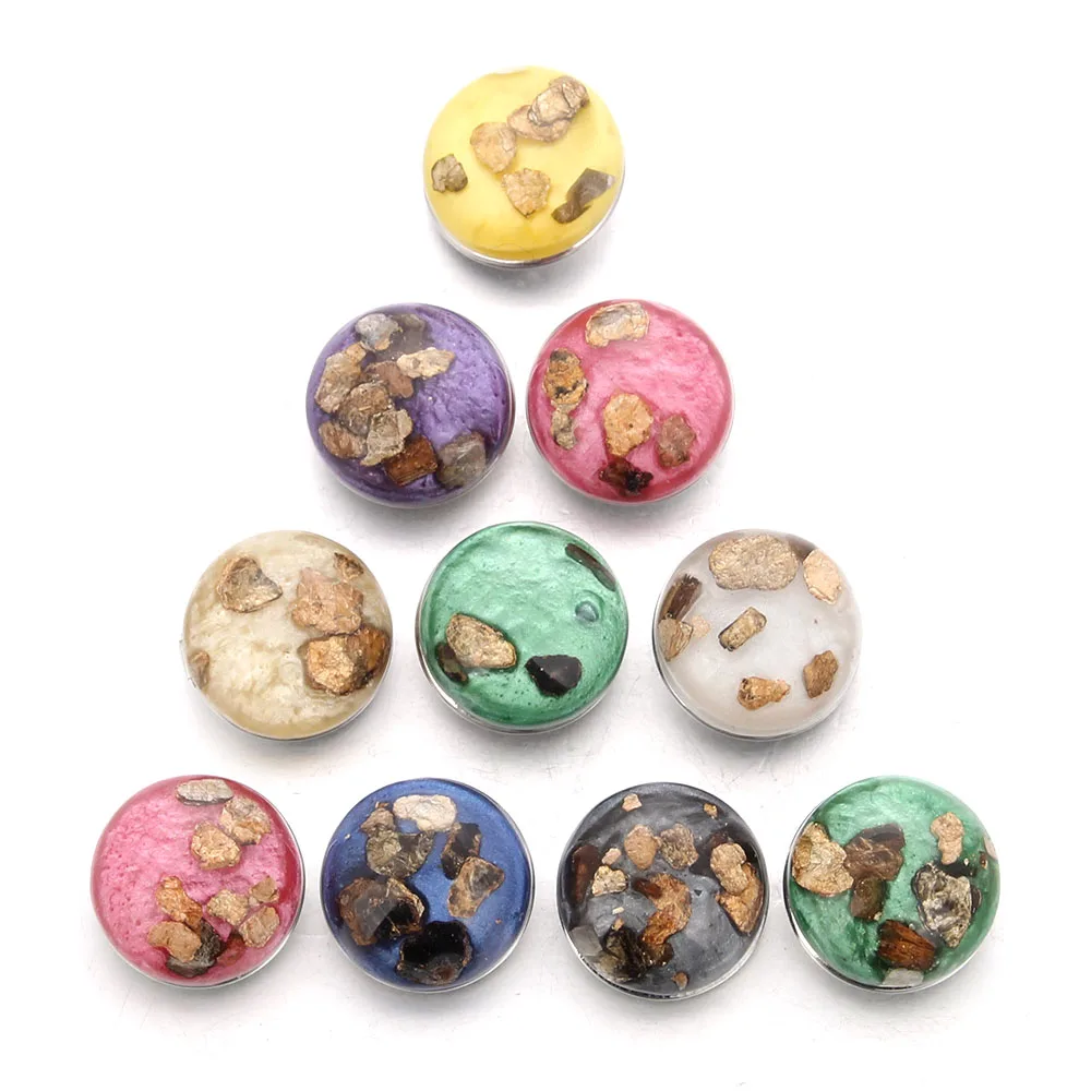 10Pcs/lot Mixed Style Flower Resin 18mm Snap Buttons Handmade Ginger Charm Fit 18mm 20mm Snap Bracelet Bangle Button Jewelry