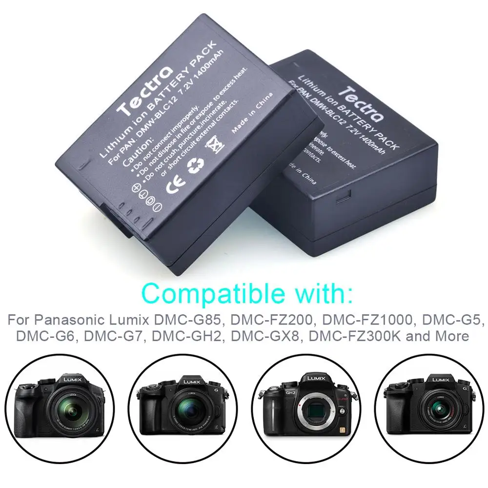 DMW-BLC12PP DMW-BLC12 Battery&Dual Charger for Panasonic Lumix DMC-G7,DMC-G85,DMC-G95,DMC-FZ1000,DC-FZ1000 II,DMC-GH2,DMC-G5