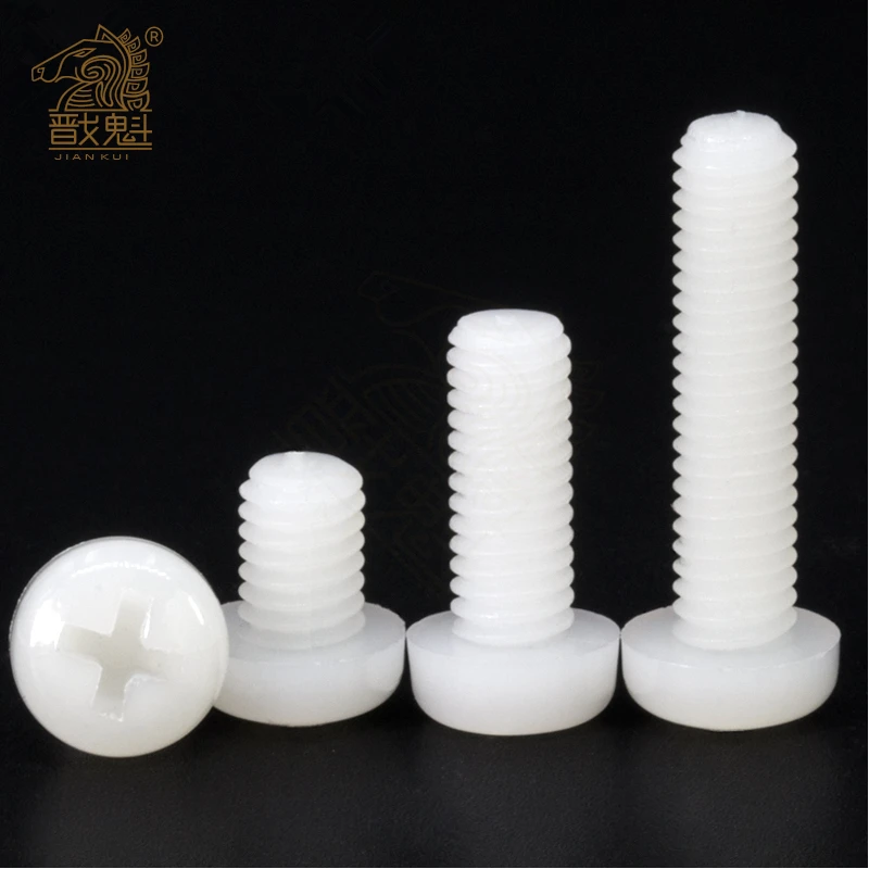 10-50pcs nylon screw M2 M2.5 M3 M4 M5 M6 M8 white or black Nylon Plastic insulation Phillips Cross Recessed round pan Head Screw