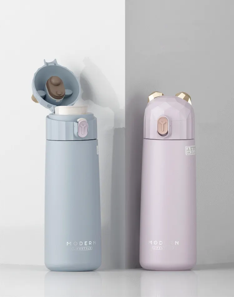 New Modern Bear Stainless Steel Thermal Cup Lovely Girls Water Thermos Bottle 270/350ml Vacuum Flask Travel Insulated Cup