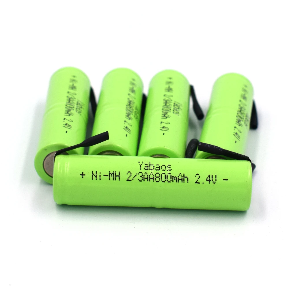 2.4V 2/3AA 800Mah Ni-Mh Battery Ni-Mh Cell with Welding Pins for Shaver E-Toothbrush Drill Screwdriver Power Tools