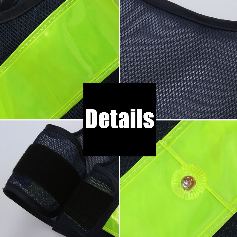 Imagem -04 - Vis Led Colete de Segurança Fluorescente Amarelo Laranja Preto Gilet Segurança Led Colete Reflexivo para Correr Alta