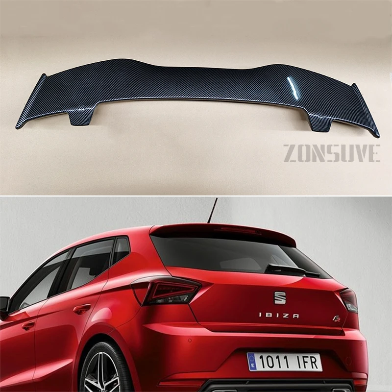 For Seat Ibiza 2018--2023 Spoiler ABS Plastic Hatchback Roof Rear Wing Body Kit Accessories