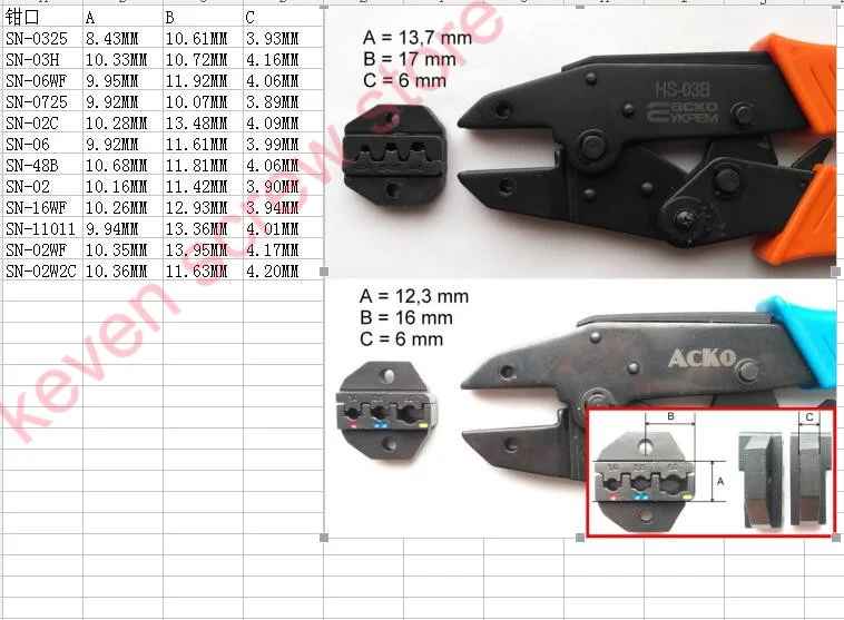 1 pcs crimper Die Sets For non-insulated open plug-type connector 0.14-16mm2 26-5AWG just suit SN28b die set crimping